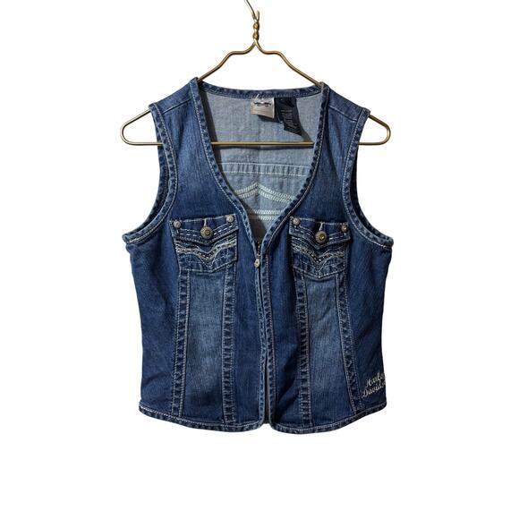 HARLEY DAVIDSON | denim vest large blue - Picture 2 of 5